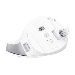 Trust Bayo+ Mouse Vertical Reincarcabil Bluetooth + RF 2.4GHz, Prevenirea Bratului Mouse-ului/Cotului de Tenis (Sindromul RSI), 50% Plastic Reciclat, Mouse Ergonomic Wireless PC, Laptop, Mac - Alb - Img 13