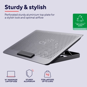 Trust Exto Laptop Cooler Aluminiu Ventilator 180mm Inaltime Reglabila - Img 2