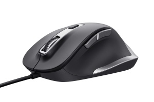 Trust Fyda Mouse PC cu cablu, Design sustenabil, 600-5000 DPI, 6 butoane, suport pentru degetul mare si deget, Mouse USB 150 cm, Mouse ergonomic pentru laptop, PC, MacBook, Birou, Lucru confortabil