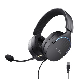 Trust Gaming GXT 490 Fayzo Casti Gaming Sunet Surround USB 7.1, Driver de 50mm, 85% Plastic Reciclat, Microfon cu Anulare A Zgomotului, Casti RGB Over-Ear pentru PC PS5 - Negru