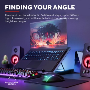 Trust Gaming Laptop Cooler GXT 1125 Quno Cooling Pad, Cooler Stand, Iluminare LED, 5 ventilatoare, previne supraincalzirea, pentru laptopuri/notebook-uri/Macbook-uri de pana la 17.3 inci - Img 4