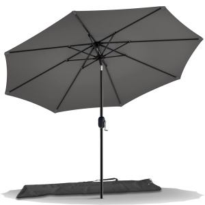 Umbrela de Soare VOUNOT 270 cm, cu Manivela, Ajustabila, Gri