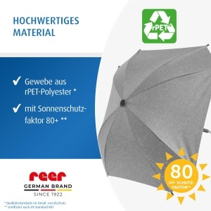 Umbrela pentru carucior reer ShineSafe UV-Schutz UPF 80 80 cm Grau-Melange - Img 5