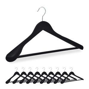 Umerase din catifea Relaxdays, set 10 bucati, negru, cu suport pentru pantaloni