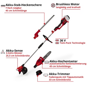 Unealta multifunctionala fara fir Einhell GE-LM 364in1, motor brushless, 4 functii, fara acumulator - Img 3