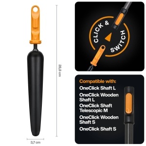 Unelte de gradinarit - Fiskars OneClick Unkrautstecher, Borstahl, NegruPortocaliu, 180g - Img 2