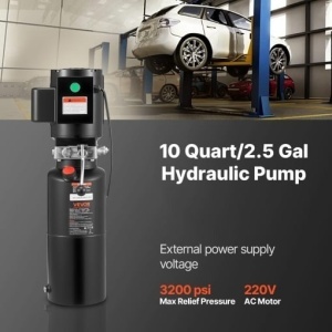 Unitate de alimentare cu pompă hidraulică VEVOR, AC 220V, unitate hidraulică cu acțiune simplă de 10 litri, debit de ulei de 6,3 l/min, presiune maximă de refulare 22 MPa pentru basculantă, garaj auto, platforme de ridicare auto, negru - Img 2