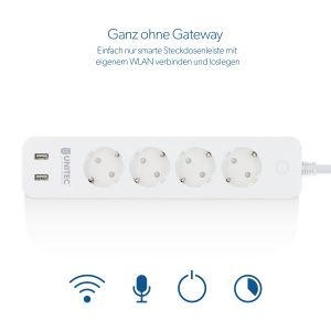 UNITEC 30798 WIFI Priza 4x2 | Prize inteligente Wi-Fi cu temporizator | Masurarea costurilor energiei | Control vocal si APP | Cu 2 iesiri USB - Img 2