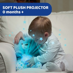 Ursulet de plus Chicco First Dreams Ursulet de plus, Proiector moale cu lumina de noapte, Efecte de lumina si melodii relaxante, Jucarie pentru copii 0+ luni, Albastru deschis, TU - Img 2