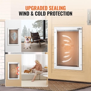 Usa pentru animale VEVOR CWM01-L, din aluminiu, 337 x 509 mm, alba, rezistenta la intemperii - Img 3