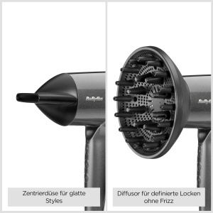 Uscator de par BaByliss Titanium Shine 1600W, compact, cu difuzor, argintiu - Img 5