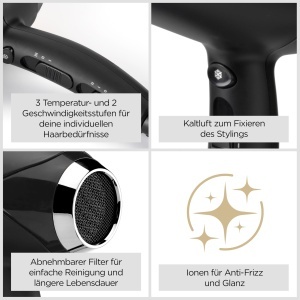 Uscator de par BaByliss Turbo Smooth D572DE, 2200W, Anti-Frizz, Negru - Img 2