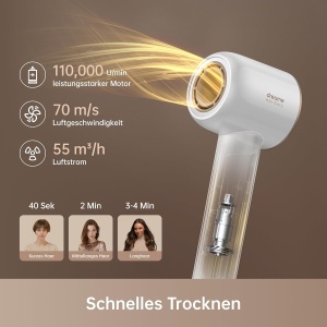 Uscator de par Dreame Hair Glory, 110.000 rotatiimin, 70ms, alb - Img 2
