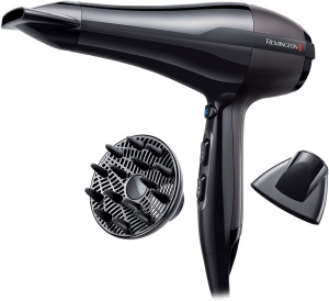 Uscator de par Remington Professional Ion Pro-Air (2300 W, 130 km/h, motor de curent alternativ puternic si durabil cu setare la rece reala, 3 viteze de incalzire si 2 viteze de ventilator, doua duze de coafat + difuzor), AC5999
