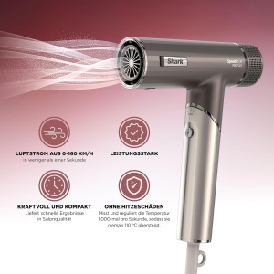 Uscator de par Shark SpeedStyle Pro FLEX, 4 accesorii, compact, Mokka-Silver - Img 3