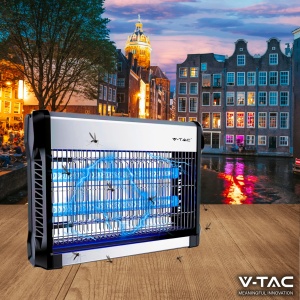 V-TAC Insect Killer Electric 20 W cu suprafata utila de 80 m2 - design subtire - plasa de tantari cu lumina albastra UV pentru uz interior si exterior - capcana electrica impotriva tantarilor si insectelor - Img 10