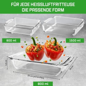 Vas de copt GOURMETmaxx din sticla, set 2 bucati, 800 ml, rezistent la temperaturi extreme - Img 8