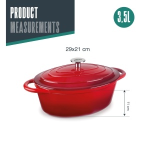 Vas de gatit Lacor 71739, 3.5 litri, 29 x 21 cm, fonta emailata - Img 2