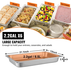 Vas gastronomic VEVOR GN 11, inox, 8.5L, set 6 bucati - Img 4