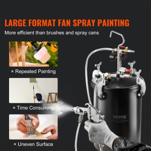 Vas sub presiune VEVOR pentru vopsea spray, vas sub presiune de 15 l, presiune reglabila de 60 psi, vas sub presiune din otel Vas de vopsea cu pistol de pulverizare, furtunuri, manometru, pentru decorarea casei, vopsire industriala - Img 4