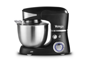 Venga! Robot de bucatarie, bol din otel inoxidabil de 5 L, patru accesorii, carte de retete, 1000 W, negru, VG M 3014