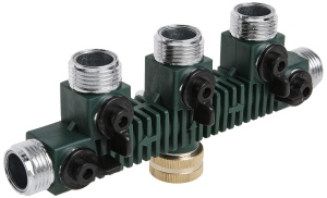 Ventil de apa Orbit 62019 cu 5 cai, din zinc, 3 mufe cu robinete - Img 2