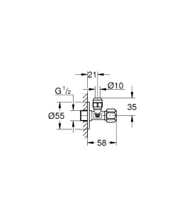 Ventil de perete GROHE 22029000, crom, cu maner ergonomic si sistem de etansare - Img 2