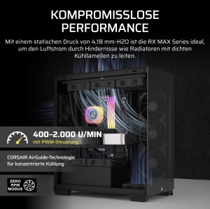 Ventilator CORSAIR RX120 MAX 120mm PWM, 2000 RPM, Negru - Img 4