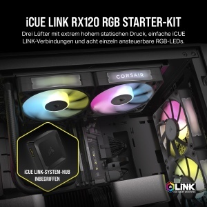 Ventilator CORSAIR RX120 RGB 120mm PWM, 2100 RPM, Negru - Img 2