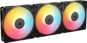 Ventilator cu LED-uri Corsair RS120-R ARGB, 120mm, 3 bucati, Negru