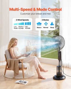 Ventilator cu spray VEVOR, 75W, rezervor 3L, 3 moduri, telecomanda - Img 3