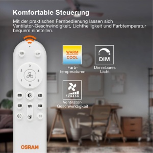 Ventilator de tavan LED Osram Coromuel, 1065mm, 60W, dimabil, telecomanda inclusa - Img 6