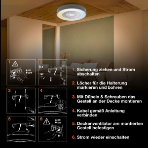 Ventilator Decken cu LED Osram, 2500 Lumen, WiFi, Dimabil, 78W, Gri - Img 7