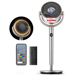Ventilator inteligent Dreo Smart Stand RGB oscilare 3D 120deg motor ultra-silentios 20 dB argintiu