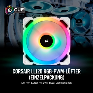 Ventilator PC Corsair LL120 RGB, 120mm, LED RGB, Alb - Img 2