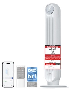 Ventilator turn Dreo Nomad OneS 36 inch 90deg oscilatie 4 viteze control WiFi si telecomanda alb
