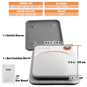 VEVOR 2 in 1 Mini masina de presa termica Presa termica 30,5x25,4 cm, 810W Tricouri cu transfer de caldura, suporturi, perne, DIY Presa de caldura mica Plotter de presa termica Prese de imprimare, Imprimare de presa de camasa - Img 8