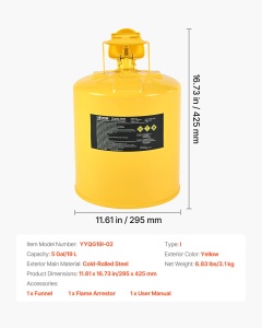 VEVOR Canistra Siguranta 19L Flammensperre Capac Autoinchidere Galben - Img 7