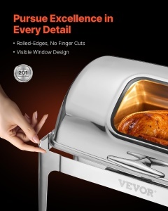 Vevor Chafing Dish Set JZY723KS12 Argintiu Capac Roll Top 90180deg Capacitate 39 L - Img 3