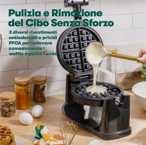 Waffeisen Bella Rotativ Belgian Placi Antiaderente Grad de Rumeneala Reglabil Negru - Img 6