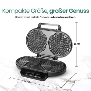 Waffeleisen EMERIO WM-123356 pentru 10 Wafle in Forma de Inima, 1200W, Antiaderent - Img 4