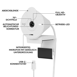 Webcam Logitech Brio 300 Full HD, 1080p, cu microfon si protectie pentru intimitate - Img 7