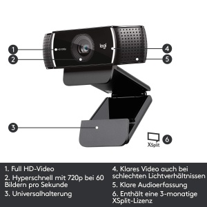 Webcam Logitech C922 Pro Stream cu Stativ, Full HD 1080p, Microfoane Stereo - Img 7