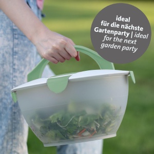 Westmark Salad Butler/Bowl cu manere de transport si recipient pentru dressing, Capacitate: 6,5 litri, Plastic, Praktika, Transparent/Alb/Verde-menta, 2422227M - Img 4