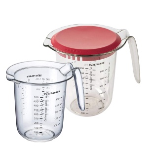Westmark Set de 2 bucati ulcioare de masurare 05 l si 1 l cu capac cantare de masurare multilingve plastic transparentrosu 306622E6