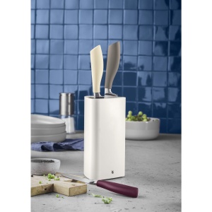WMF ElementsJoy Bloc de cutite cu set de cutite 4 bucati, 3 cutite, bloc de plastic, lama speciala din otel, cu insertie de perie din plastic - Img 2