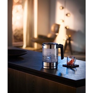 WMF Kitchen Miniis Kettle Glass 1 litru, ceainic fara fir mic, indicator de nivel al apei, filtru de apa de var, oprire automata a fierberii, 1900 wati, - Img 2