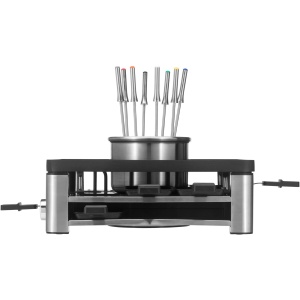 WMF Lumero 3in1 Gourmet Station pentru 8 persoane, combo fondue raclette, electric, control temperatura, iluminare, 1800 wati, economie de spatiu, otel inoxidabil mat - Img 5