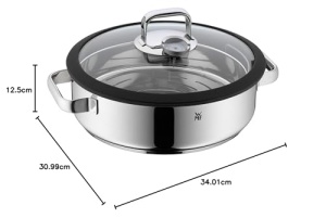 WMF Vitalis Aroma Steamer 28 cm, Oala cu aburi, Prajitor rotund 5.0l, Oala cu aburi, Capac din sticla cu margine din silicon, Termometru de gatit, Tava de gatit, Cromargan din otel inoxidabil neacoperit, rezistent la cuptor - Img 16