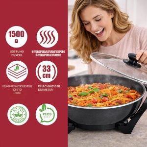 Wok electric Beper P101COS100, 1500 W, 33 cm, capacitate 5 litri - Img 2